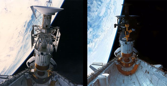 Space shuttle ATLANTIS deploys the MAGELLAN spacecraft on its flight to Venus and the GALILEO orbiter to Jupiter...in May and October of 1989, respectively.