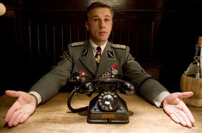 Nazi SS officer Hans Landa (Christoph Waltz) is charismatic but sinister in INGLOURIOUS BASTERDS.