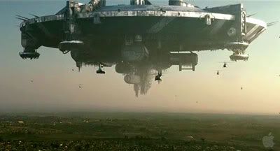 An alien ship hovers above an African city in DISTRICT 9.
