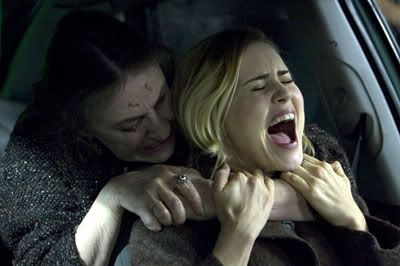 Mrs. Ganush attacks Christine Brown (Alison Lohman) after Brown evicts Ganush from her house in DRAG ME TO HELL.