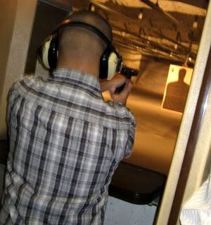 At a firing range for the first time.