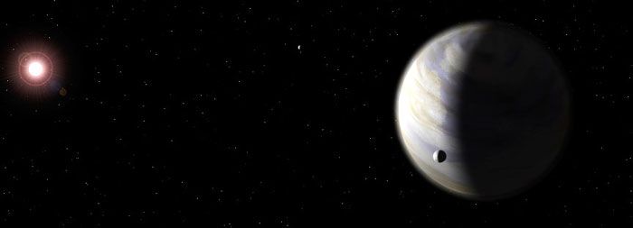 An artist's concept of the Gliese 581 star system.