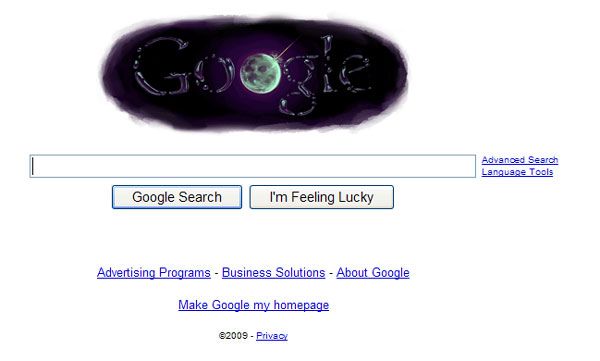A screenshot of the lunar 'Google doodle'.