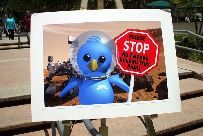 A friendly way of telling us 'space tweeps' not to wander around the laboratory during the JPL Tweetup on June 6, 2011.