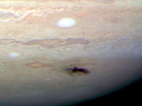 On July 23, 2009, the Hubble Space Telescope shot this image of Jupiter after an object recently collided with it.