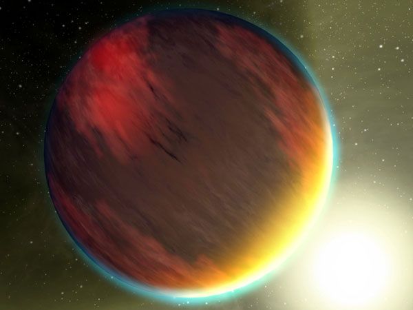 An artist's concept of an exoplanet discovered by the Kepler spacecraft.