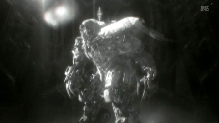 A screenshot of Megatron from the music video to Linkin Park's TRANSFORMERS 3 song, 'Iridescent'.