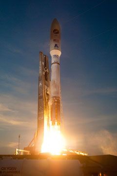 The Atlas V rocket carrying the X-37B Orbital Test Vehicle (OTV) is launched from Cape Canaveral Air Force Station in Florida, on April 22, 2010.