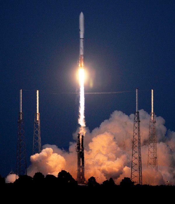 The Atlas V rocket carrying the OTV is launched from Cape Canaveral Air Force Station in Florida, on April 22, 2010.