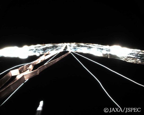 IKAROS' solar sail as seen from monitoring camera #2.