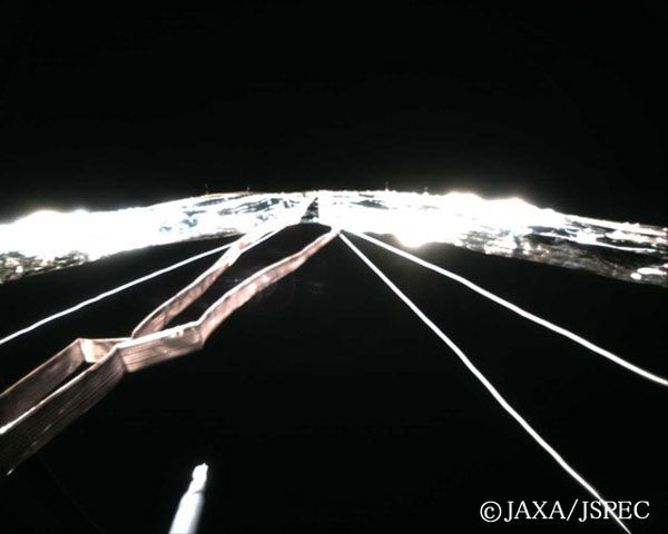IKAROS' solar sail as seen from monitoring camera #4.