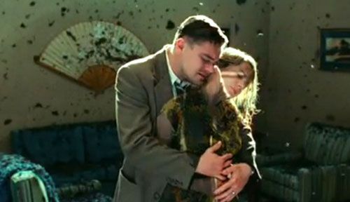 Leonardo DiCaprio hugs his dead wife (Michelle Williams) in SHUTTER ISLAND.