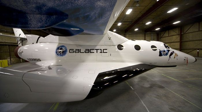 SpaceShipTwo as seen from its starboard side.