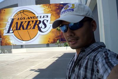 A photo of me at STAPLES Center.  Notice my 2009 NBA Champions baseball cap.