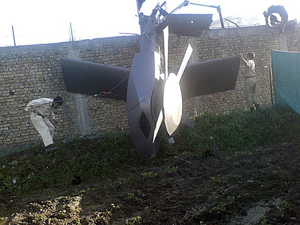 A photo of the tail rotor that remains of the stealth chopper that brought U.S. Navy SEALs to Osama bin Laden's compound in Pakistan on May 1 (California Time). The chopper was destroyed by SEALs after it made a crash landing inside the compound at the start of the raid.