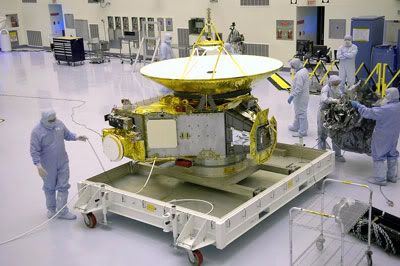 The New Horizons spacecraft being prepared by engineers at Cape Canaveral Air Force Station in Florida