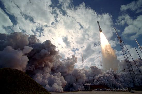 The Atlas V rocket carrying NASA's New Horizons spacecraft lifts off from Cape Canaveral Air Force Station in Florida on January 19, 2006.