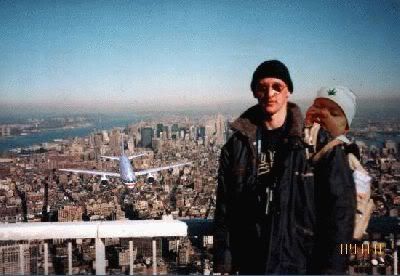 Back in the day... The infamous 9/11 hoax pic.  Overlooking the fact the lighting on the plane doesn't mix with the actual lighting in the photo, notice how well it was cut and paste into this picture.  Don't know 'bout the Pot Baby, though.  Whoever added that is a disgrace to Photoshop pranksters everywhere.  Haha.
