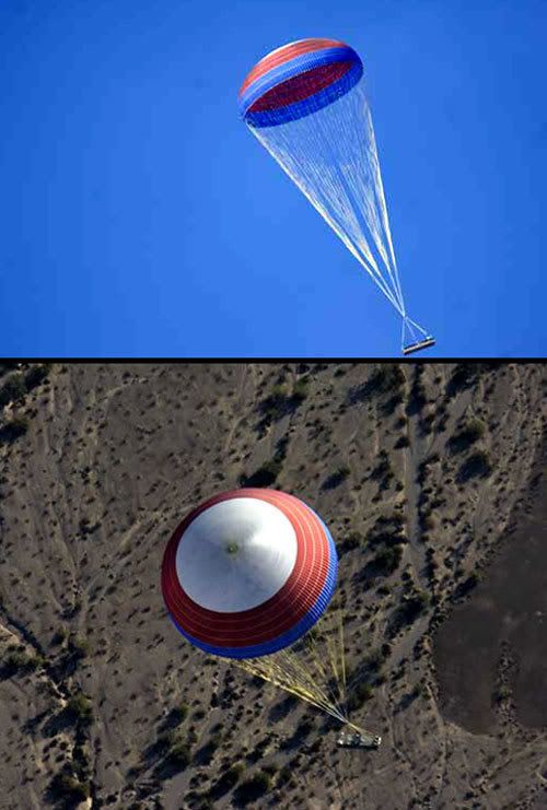 The main parachute for Constellation Program rockets is tested Nov. 15 over the U.S. Army's Yuma Proving Ground near Yuma, Ariz. Measuring 150-feet in diameter and weighing 2,000 pounds, the parachute is the largest of its kind that's been tested.