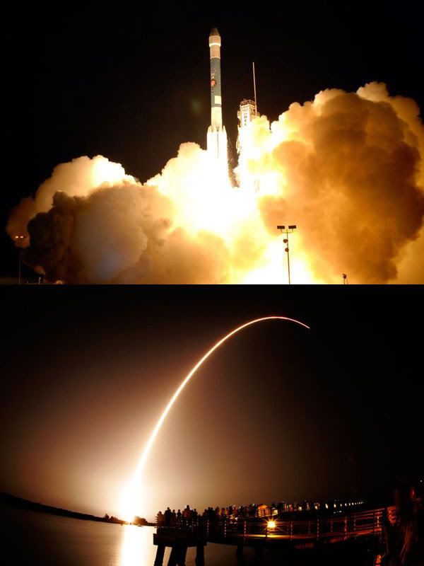 The Delta II rocket lifts off from its Cape Canaveral launch pad on August 4, 2007...sending the Phoenix Mars lander on its way to the Red Planet.