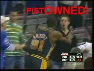 A Piston fan getting owned by Ron Artest of the Pacers