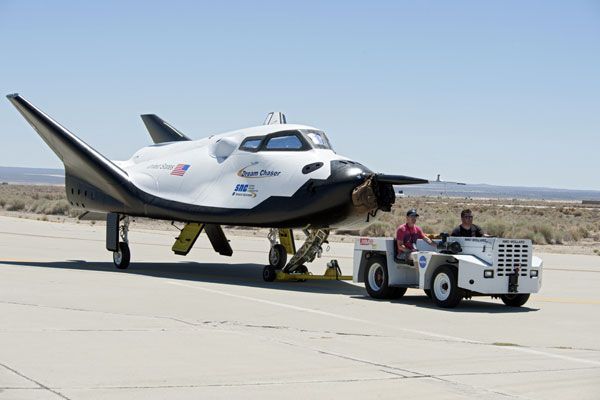 Sierra Nevada's Dream Chaser spacecraft undergoes range and taxi tow tests at NASA's Dryden Flight Research Center in Southern California, in early July of 2013. Sierra Nevada's Dream Chaser spacecraft undergoes range and taxi tow tests at NASA's Dryden Flight Research Center in Southern California, in early July of 2013.
