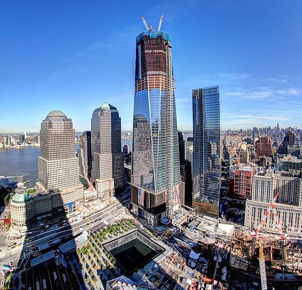 Construction continues on the 1 World Trade Center in New York City.