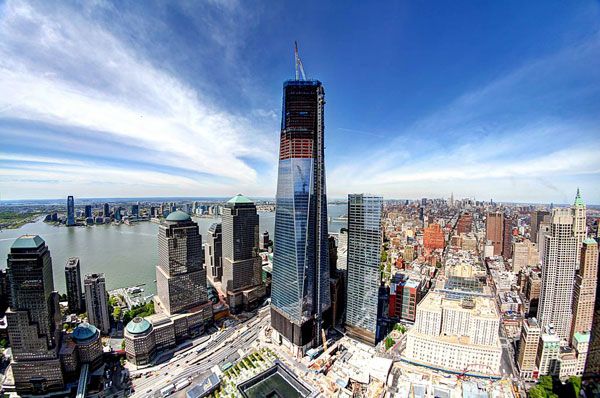 Now the tallest building in NYC, the 1 WTC towers above the city's skyline on April 30, 2012.