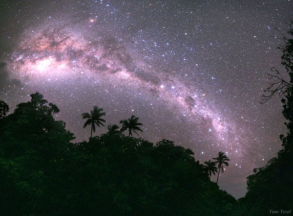 The Milky Way shines above Mangaia, which is located in the southern-most part of the Cook Islands.