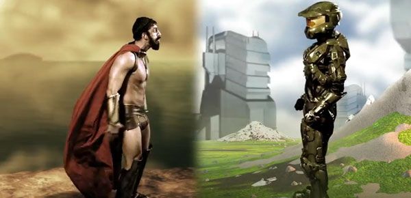 King Leonidas from 300 and HALO's Master Chief battle in a rap-off.