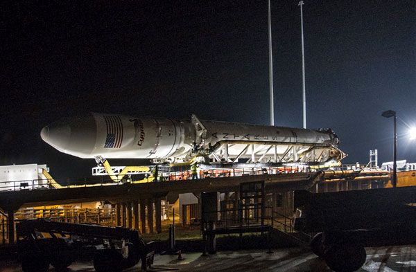 Orbital Sciences' Antares rocket is rolled out to its launch pad at NASA's Wallops Flight Facility in Virginia, on September 13, 2013. Orbital Sciences' Antares rocket is rolled out to its launch pad at NASA's Wallops Flight Facility in Virginia, on September 13, 2013.
