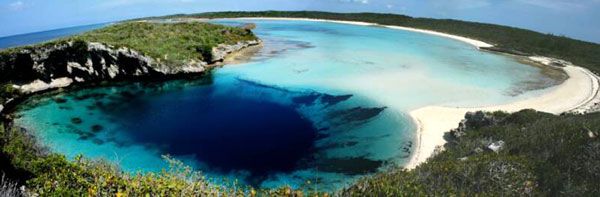 Dean's Blue Hole, the world's deepest known underwater sinkhole, can be found on Long Island in The Bahamas.