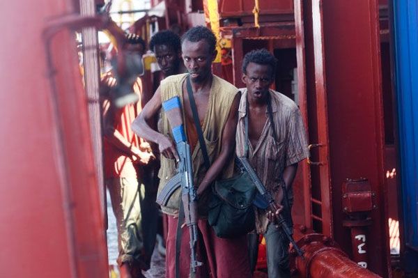 Aboard the MV Maersk Alabama, Muse and his gang of Somali pirates search for Captain Richard Phillips' crew in CAPTAIN PHILLIPS. Aboard the MV Maersk Alabama, Muse and his gang of Somali pirates search for Captain Richard Phillips' crew in CAPTAIN PHILLIPS.