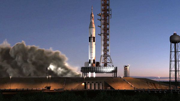 A computer-generated image depicting the Space Launch System about to lift off from its pad at LC-39B at NASA's Kennedy Space Center in Florida...beginning Exploration Mission 1 in 2017. A computer-generated image depicting the Space Launch System about to lift off from its pad at LC-39B at NASA's Kennedy Space Center in Florida...beginning Exploration Mission 1 in 2017.