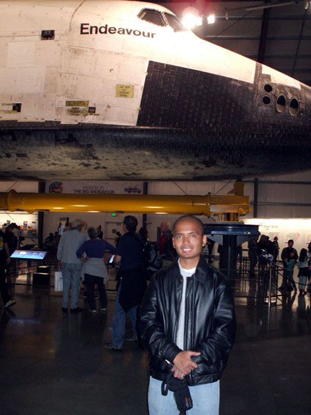 Visiting space shuttle Endeavour inside the Samuel Oschin Pavilion at the California Science Center in Los Angeles, on November 16, 2012.