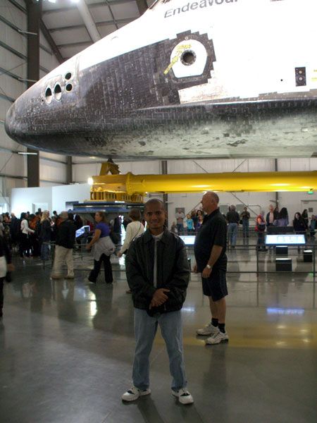 Visiting space shuttle Endeavour inside the Samuel Oschin Pavilion at the California Science Center in Los Angeles, on November 16, 2012.