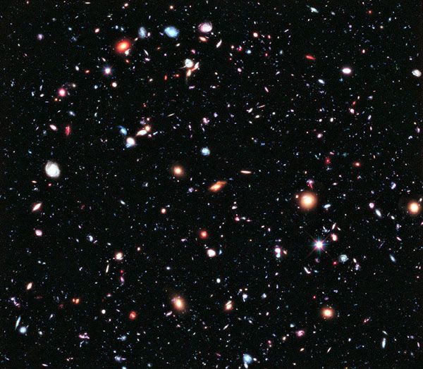 A composite image of the eXtreme Deep Field...taken by the Hubble Space Telescope over a span of 10 years.