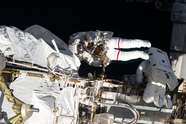 Expedition 35 crew members Chris Cassidy and Tom Marshburn conduct a spacewalk outside of the International Space Station, on May 11, 2013. Expedition 35 crew members Chris Cassidy and Tom Marshburn conduct a spacewalk outside of the International Space Station, on May 11, 2013.