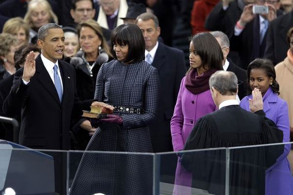 Barack Obama is sworn in as the 44th President of the United States on January 21, 2013.