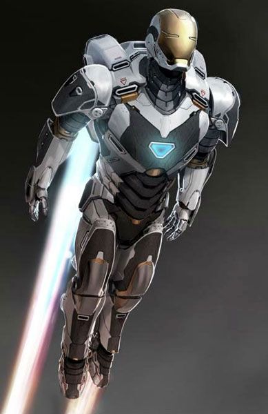An illustration depicting the Gemini Mark 39 Deep Space Armor from IRON MAN 3.