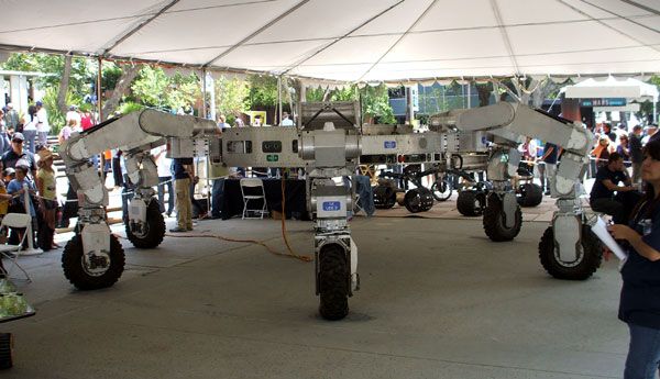A giant lunar rover prototype is on display at the JPL Open House, on June 10, 2012.