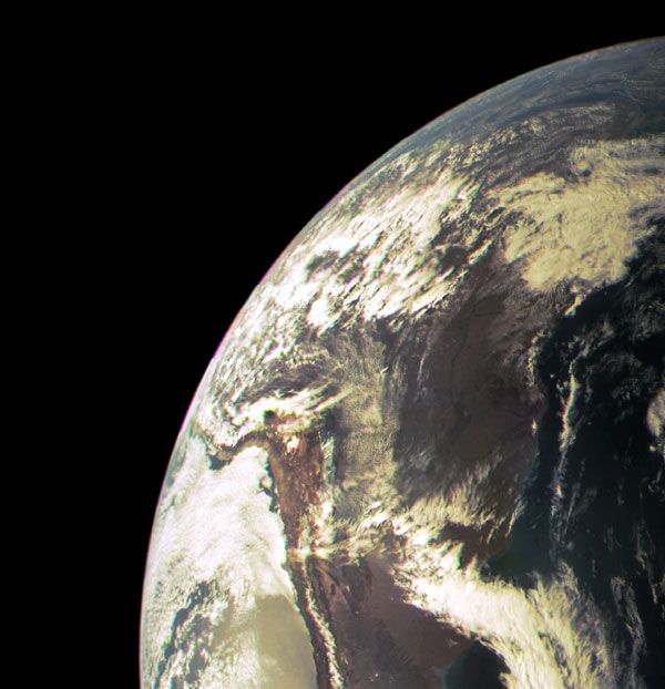 An image of Earth taken by NASA's Juno spacecraft as it flew past our planet for a gravity assist maneuver to Jupiter, on October 9, 2013.
