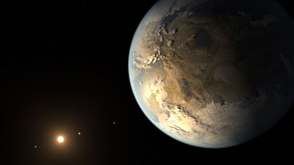 An artist's concept of the exoplanet Kepler-186f.