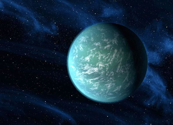 An artist's concept of the exoplanet Kepler-22b.