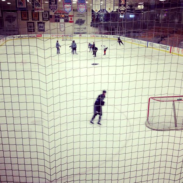 The Los Angeles Kings practice at their training facility in El Segundo on January 7, 2013.
