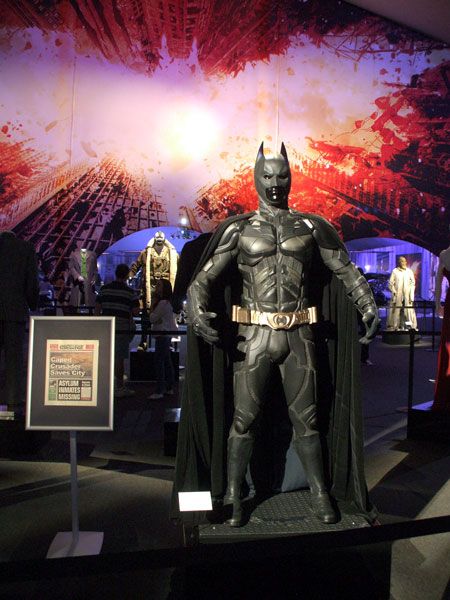 Several costumes from THE DARK KNIGHT Trilogy on display at L.A. Live, on December 7, 2012.