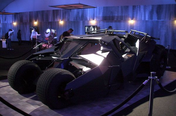 The Tumbler from BATMAN BEGINS and THE DARK KNIGHT on display at L.A. Live, on December 7, 2012.