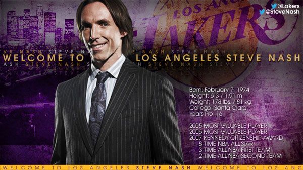Steve Nash is now a Los Angeles Laker, as of July 11, 2012.