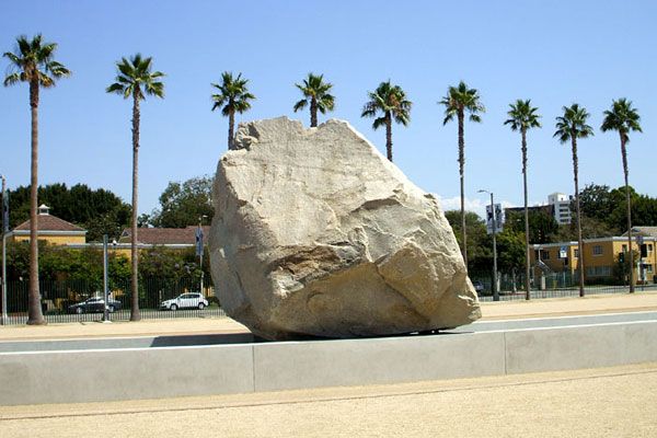 Checking out 'Levitated Mass' at the Los Angeles County Museum of Art (LACMA) on August 10, 2012.