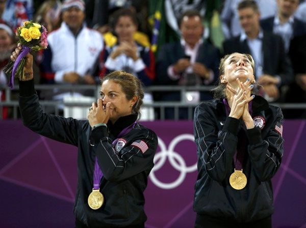 Misty May-Treanor and Kerri Walsh conclude their Olympic beach volleyball careers with gold medals on August 8, 2012.